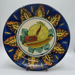 Talavera Art Pottery Signed Dolores Hidalgo Amora Mexican 11 1/2” Plate